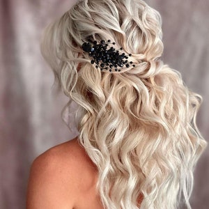 Bridal hair clip for women Black hair clip Side small claw hair clip Prom hair clip Wedding hair clip Black hair pin Rhinestone hair clip