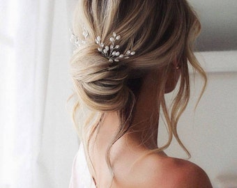Bridal pearl hair pins set | Wedding hair accessories | Classic updo hairpiece