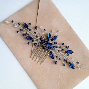 Navy blue hair comb Royal blue hair comb Something blue Wedding hair accessories Navy blue hair piece Blue bridal comb Bridal hair comb