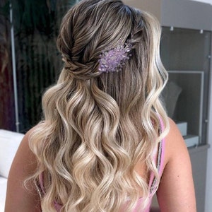 Purple hair clip for bridesmaids Purple hair accessories Purple jewelry Lavender hair clip Purple hair piece Bridal hair piece Lilac hair