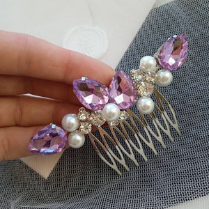 Purple hair comb Amethyst jewelry Wedding hair accessories Purple hair piece Amethyst hair comb Amethyst hair pin Purple hair pin