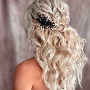 Bridal hair clip Black hair clip for women Side small claw hair clip Prom hair clip Wedding hair clip Black hair pin Rhinestone hair clip
