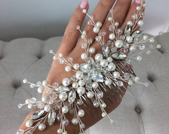 Pearl Bridal Hair Comb | Crystal Rhinestone Wedding Hair Piece