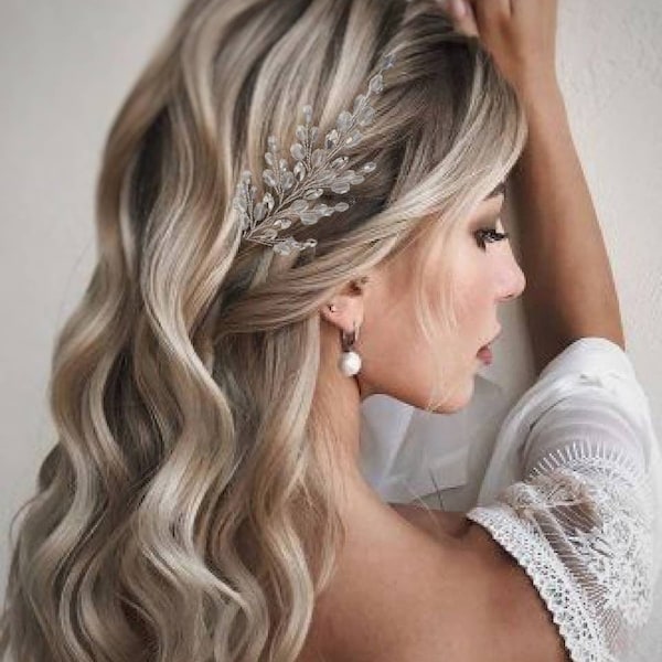 Wedding head piece for bride Crystal hair piece on side Bridal hair vine Wedding hair pieces Crystal hair vine Wedding hair accessories