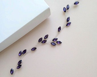 Amethyst Bridal Hair Vine | Purple Wedding Headpiece