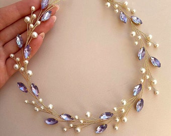 Purple hair vine Lavender hair piece Purple jewelry Purple hair piece Amethyst jewelry Hair accessories Bridal hair piece Purple headpiece