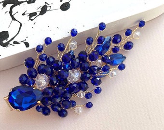 Blue hair clip Royal blue hair comb Bridal hair piece Navy blue hair clip Bridal hair clip Bridal hair pieces Something Blue hair combs