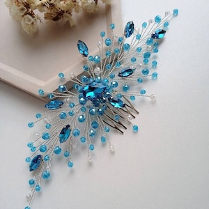 Turquoise hair comb Aquamarine hair comb Crystal hair comb Blue hair comb Mermaid hair comb Turquoise jewelry Teal hair piece Teal hair comb