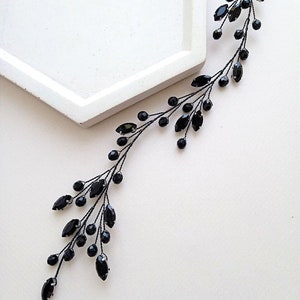 Black hair vine Bridal hair vine black Wedding hair piece Black headpiece Wedding hair accessories Bridal hair piece Black headband