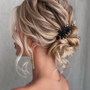 Black hair clip for women Side small claw hair clip Bridal hair clip Prom hair clip Wedding hair clip Black hair pin Rhinestone hair clip