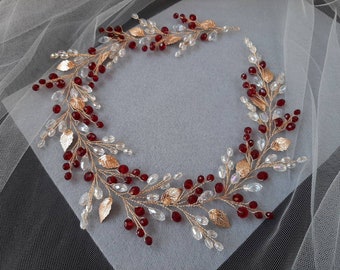 MWOOT 4 Pezzi Rosso Piuma Capelli Fermagli, Rosso Piuma Copricapo Capelli Accessori per Donne Ragazze, Perla Parrucca per capelli per Carnevale Costume, Sposa Matrimonio Festa Cosplay