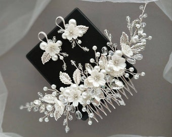 Pearl bridal jewelry Bridal hair comb floral hair comb wedding hair comb flower hair comb Pearl hair comb Bridal hair piece Pearl hair pins