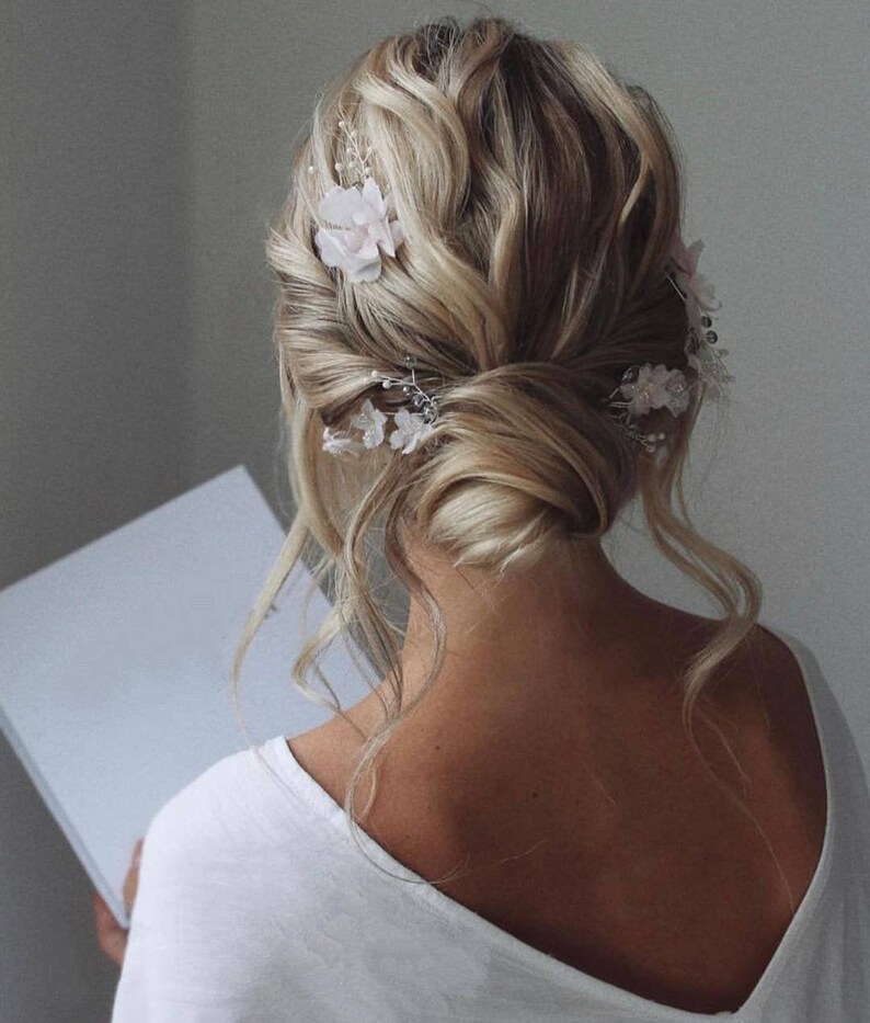 Bridal Hair Pins Floral Hair Pins Bride Hair Piece Pearl Hair Etsy