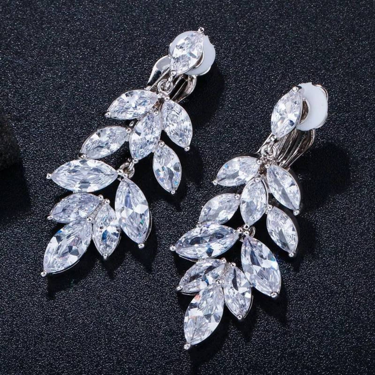 Crystal Earrings Clip on Earrings Bridal Unpunctured Earrings Etsy