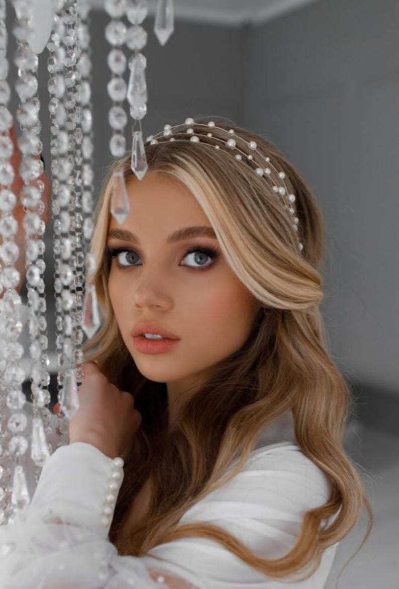 Pearl First Communion Headband – Flower Girl Tiara image 1