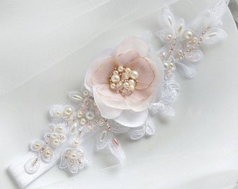 Blush garter Bridal garter Dusty pink garter Flower garter for wedding Garter for bride Floral garter Plus size garter Leg garter