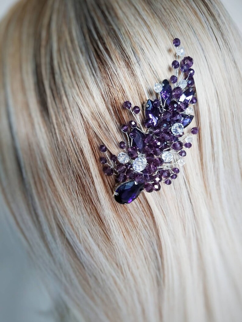 Purple Hair Clip for Bridesmaids Purple Hair Accessories Etsy