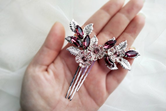 More Colours Bridesmaids Hair Clip Gift Burgundy Hair Piece Etsy