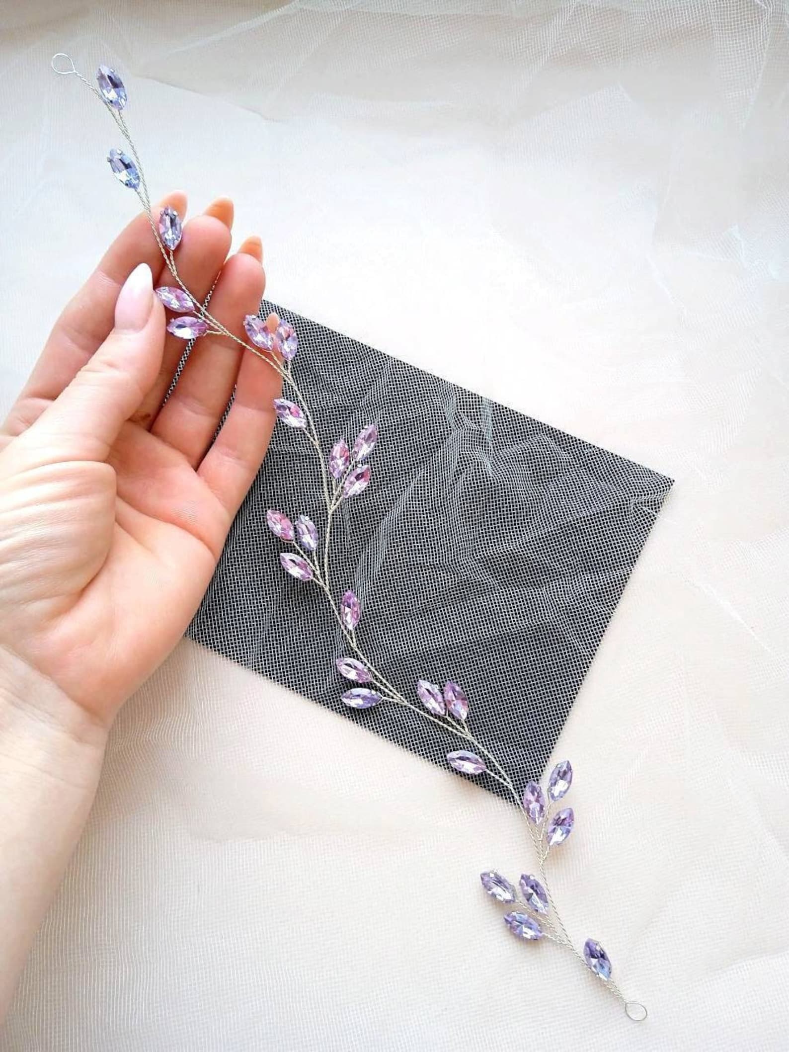 Purple special occasion hair accessories - purple bridal hair vine