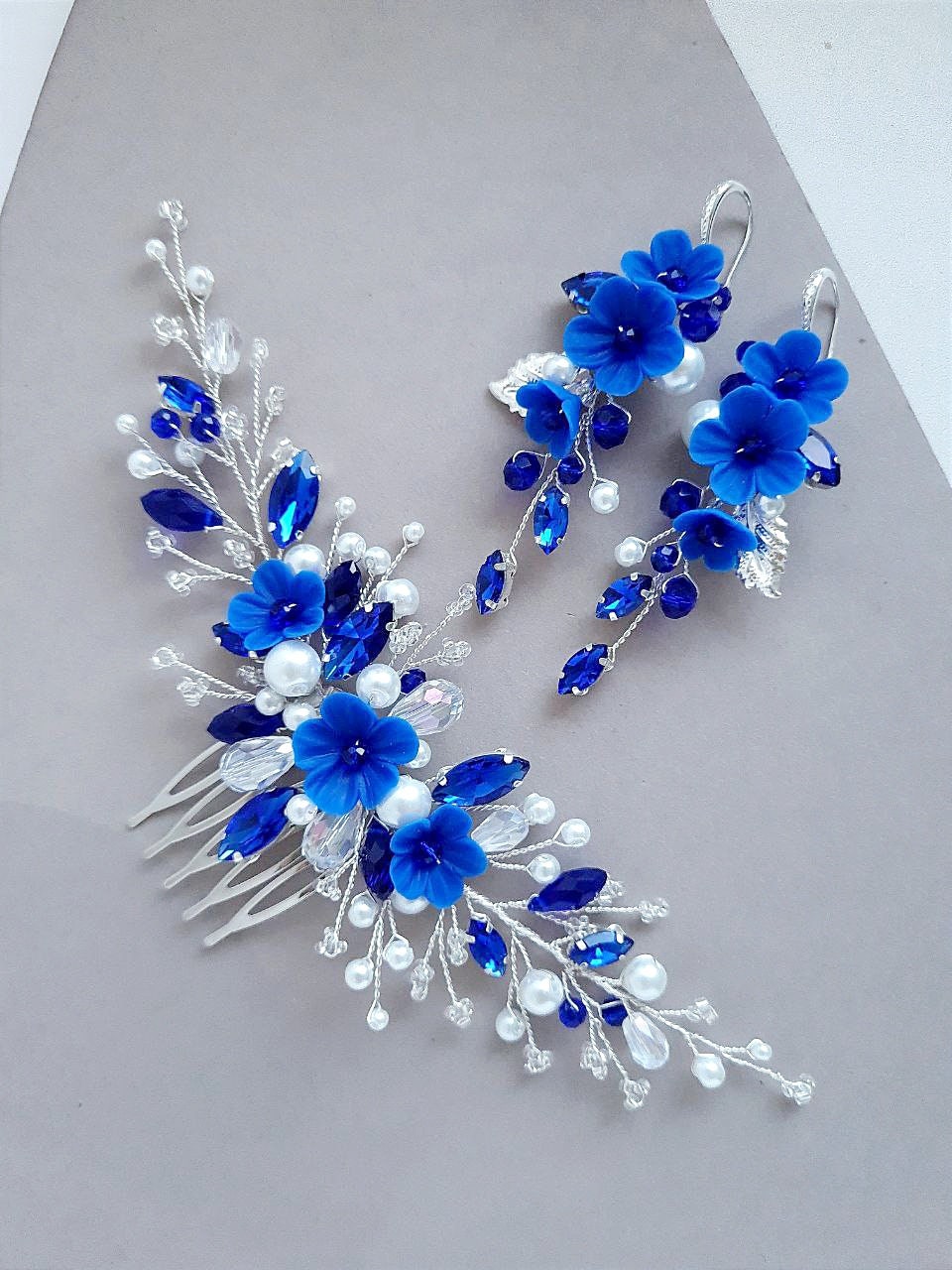 Pettine Per Capelli Da Sposa Con Strass - Gioiello Blu Per Matrimoni E Eventi - Foto 4