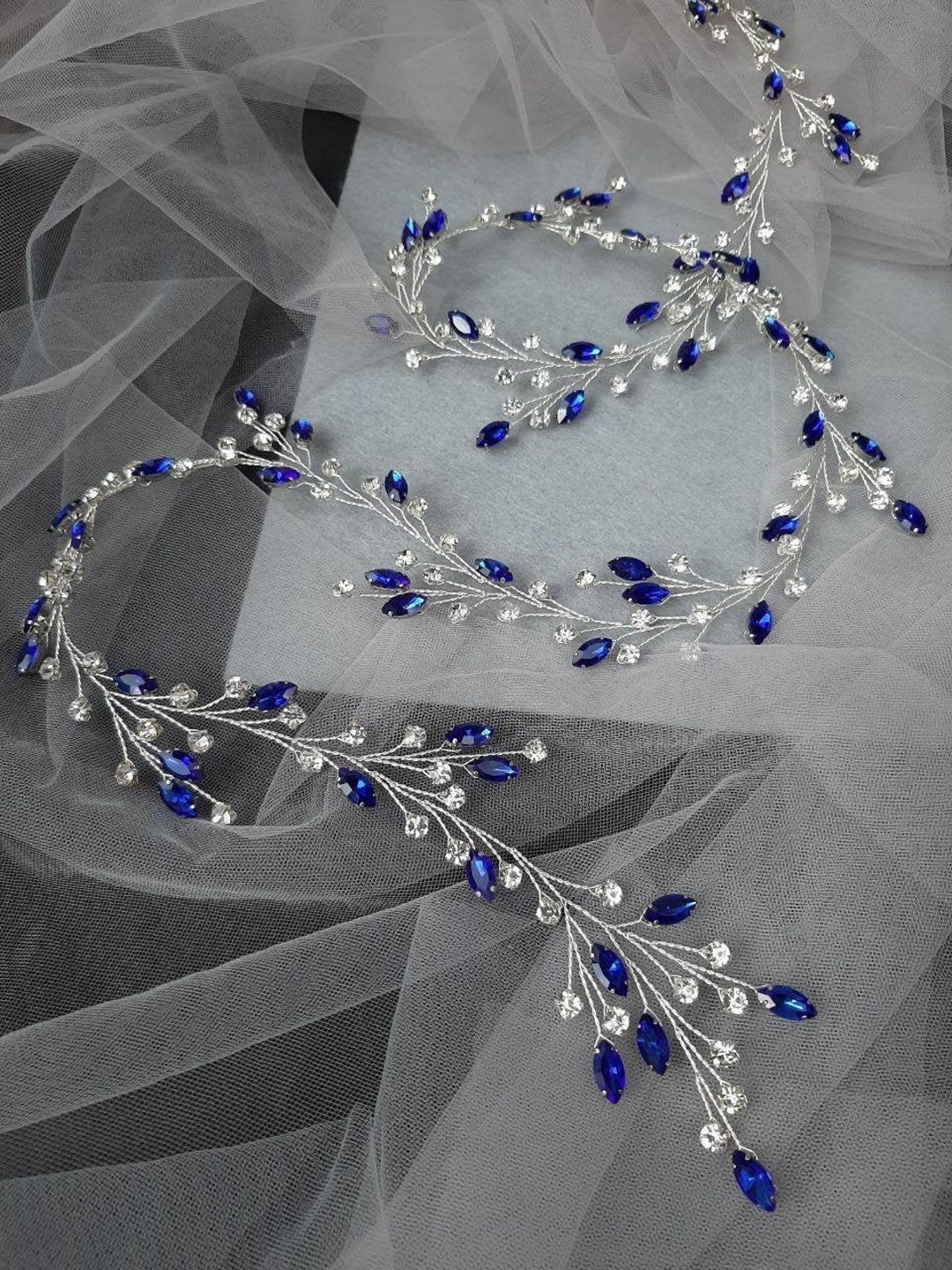 Blue Hair Vine Crystal Hair Vine Wedding Hair Accessories Bridal Hair