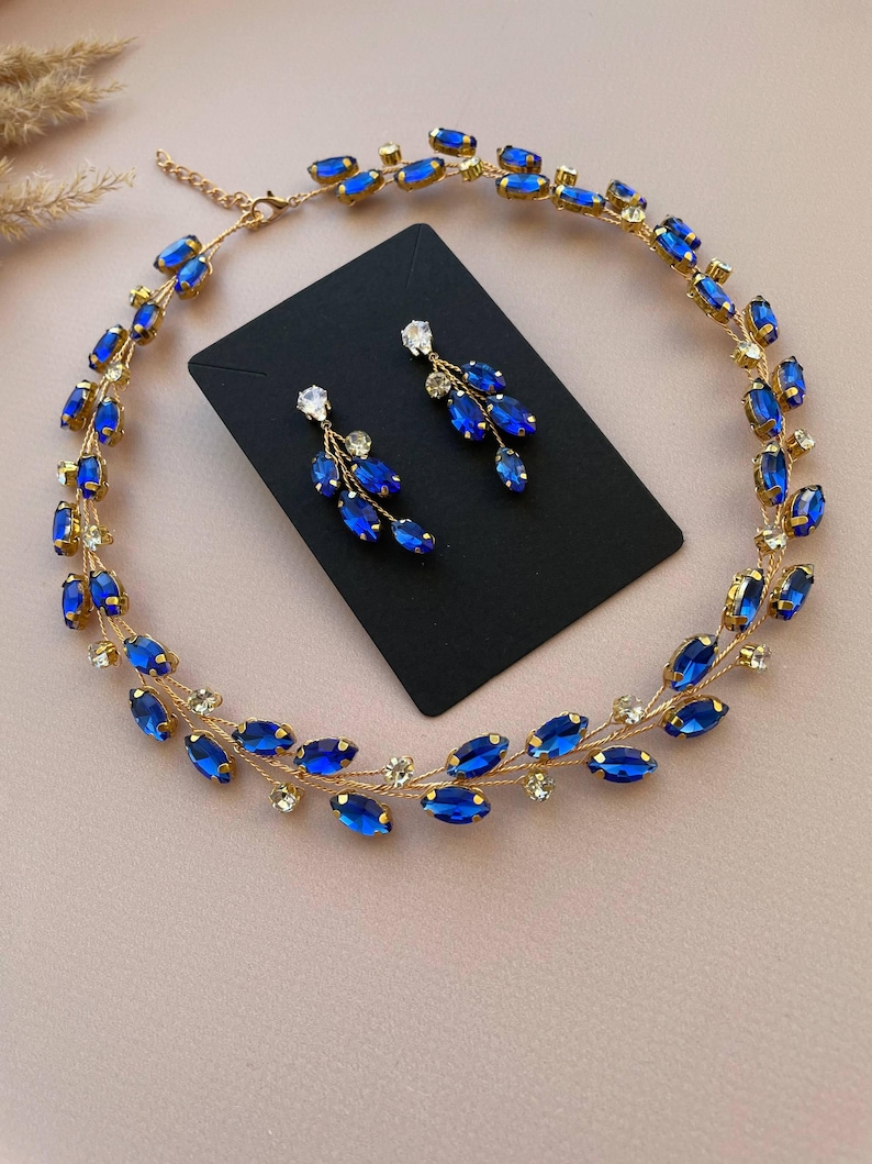 Crystal Jewelry Set ANY COLOR | Rhinestone Necklace, Bracelet, Earrings image 8