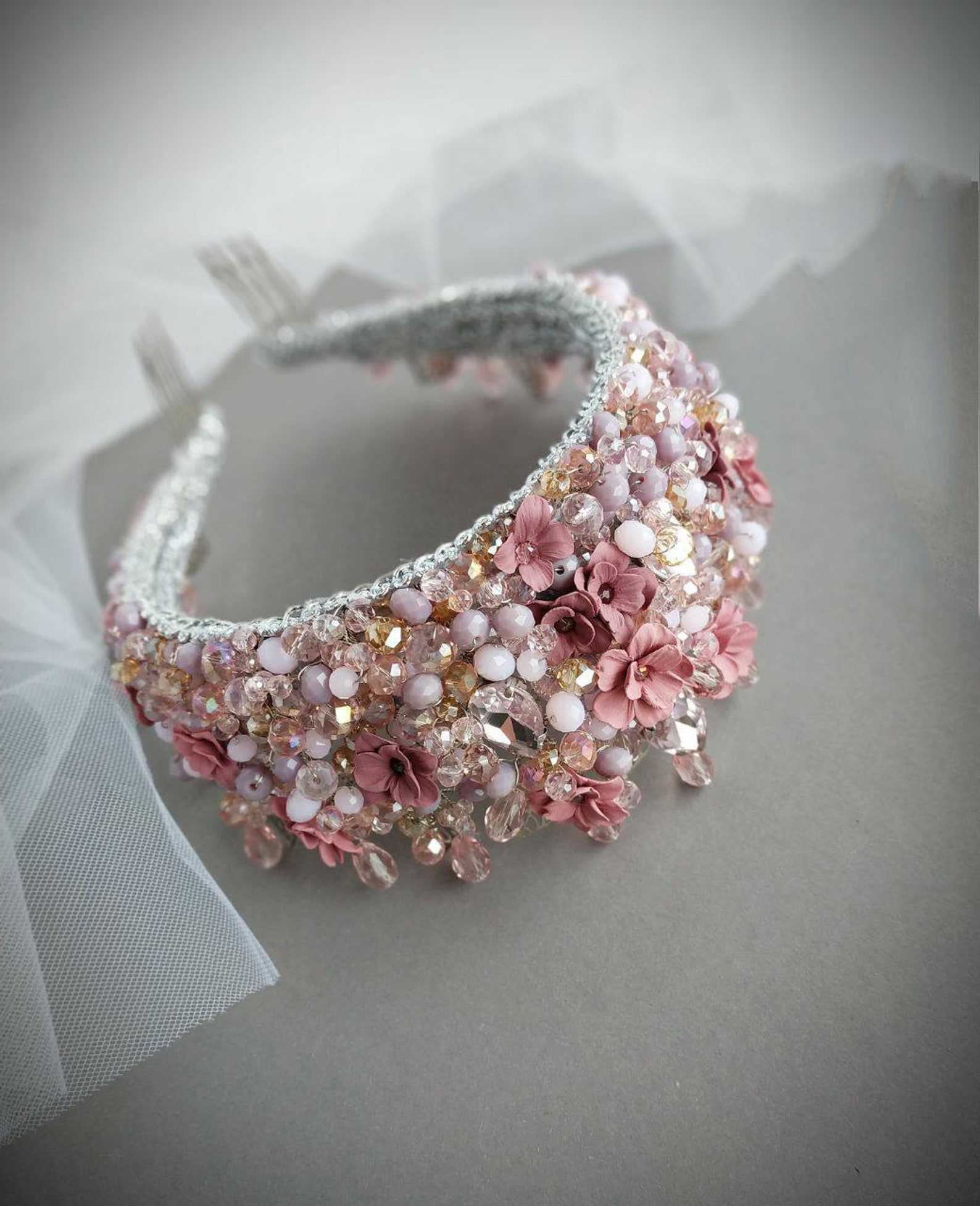 Pink Flower Crown Rose Crown Pink Crown Bridal Flower Crown Etsy