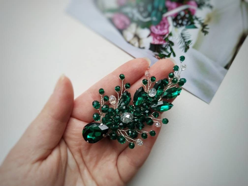 Emerald Hair Accessories/emerald Hair Pin/bridesmaid Hair Etsy