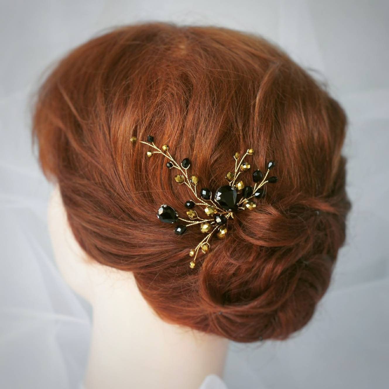 Gold Black Hairpiece - Etsy Gold Black Hairpiece - Etsy