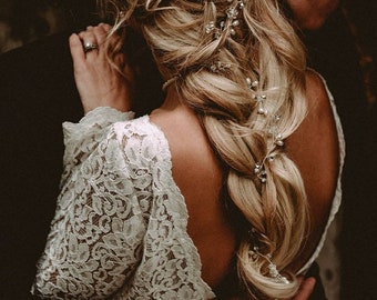 Pearl Crystal Bridal Hair Vine | Wedding Headpiece