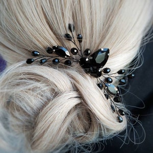 Black hair comb Black head piece Black hair accessories Black hair clip Black hair pin Black hair piece Bridal hair combBridal hair piece