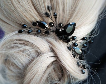 Black hair comb Black head piece Black hair accessories Black hair clip Black hair pin Black hair piece Bridal hair combBridal hair piece