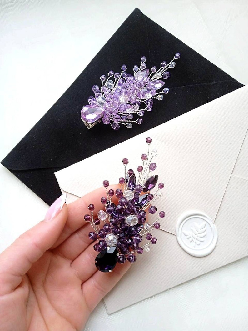 Purple Hair Clip for Bridesmaids Purple Hair Accessories Etsy