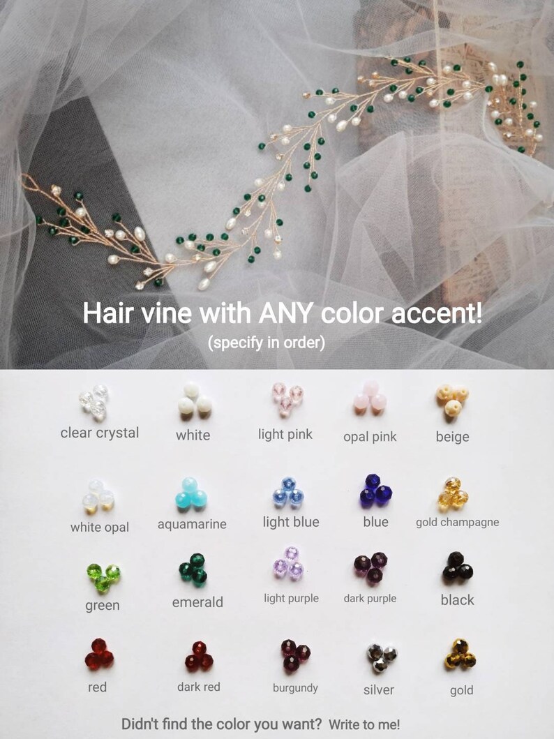 Bridal hair vine Bridal hair pieces Bridal headband Wedding hair accessories Gold hair vine Pearl hair vine Bridal headpiece Long hair vine image 5