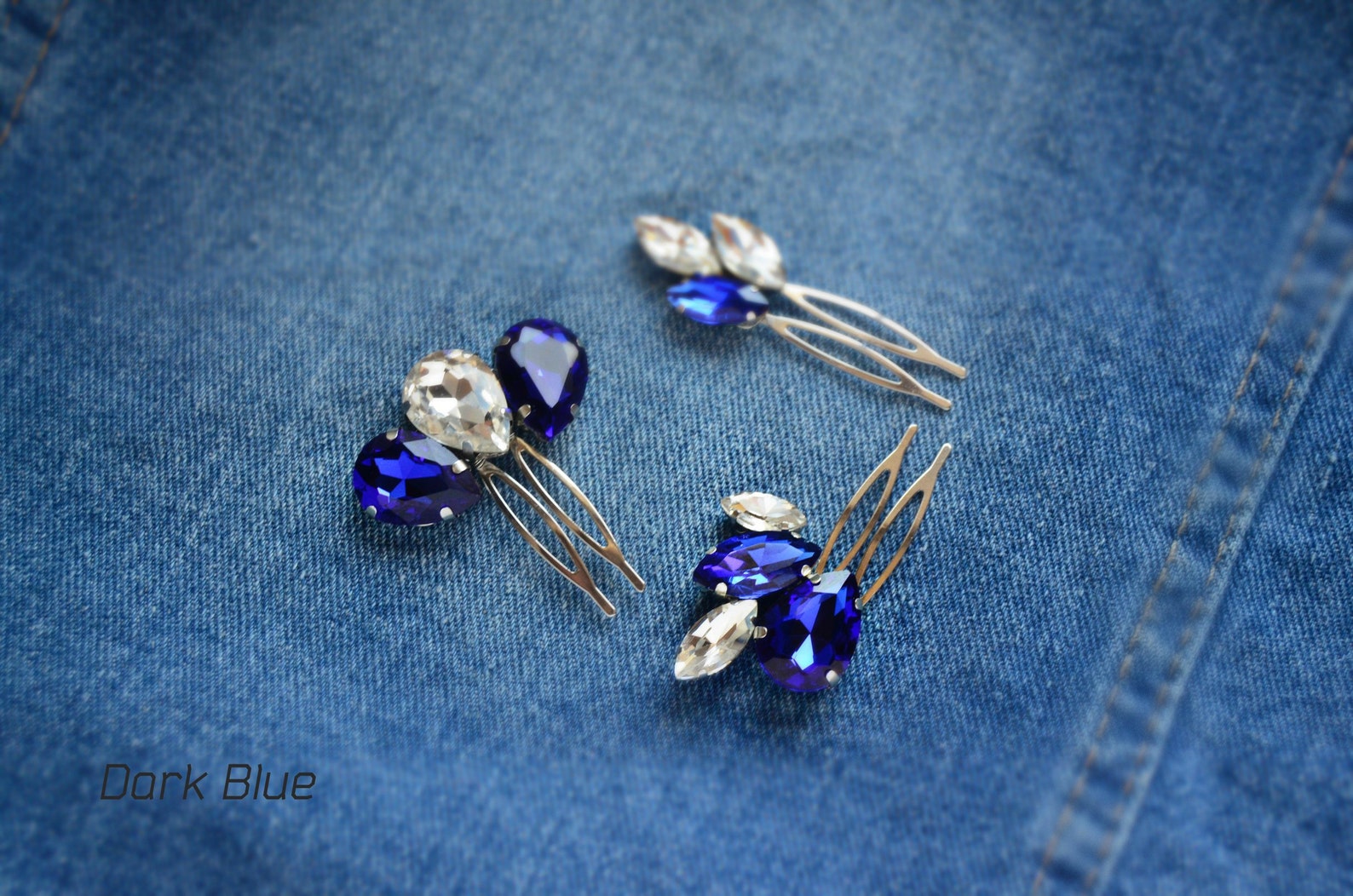Blue Hair Pin Rhinestone Hair Pins Bridesmaid Hair Comb Etsy