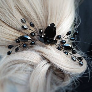 Black hair comb Black head piece Black hair accessories Black hair clip Black hair pin Black hair piece Bridal hair combBridal hair piece image 4