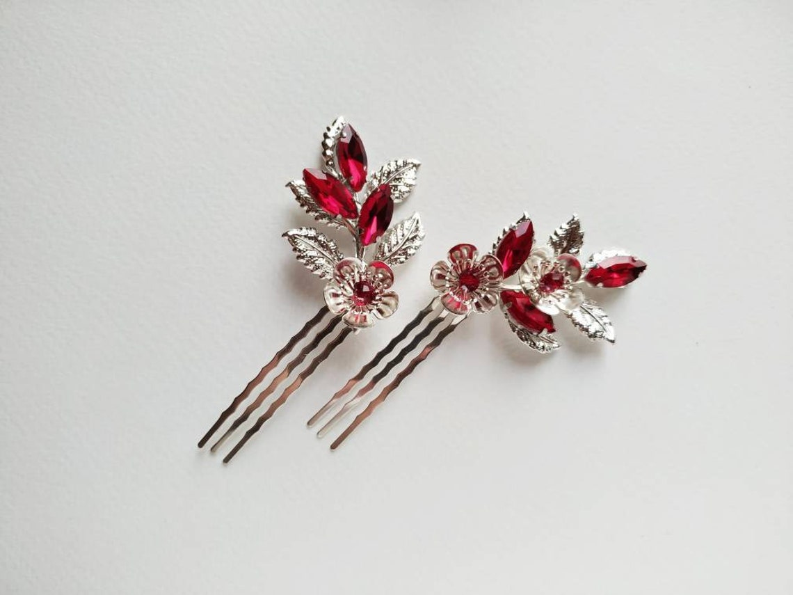 Red hair pin Red hair clip Red hair accessories Crystal hair Etsy