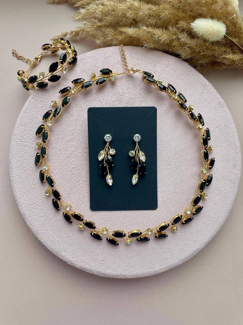 Crystal Jewelry Set ANY COLOR | Rhinestone Necklace, Bracelet, Earrings image 18
