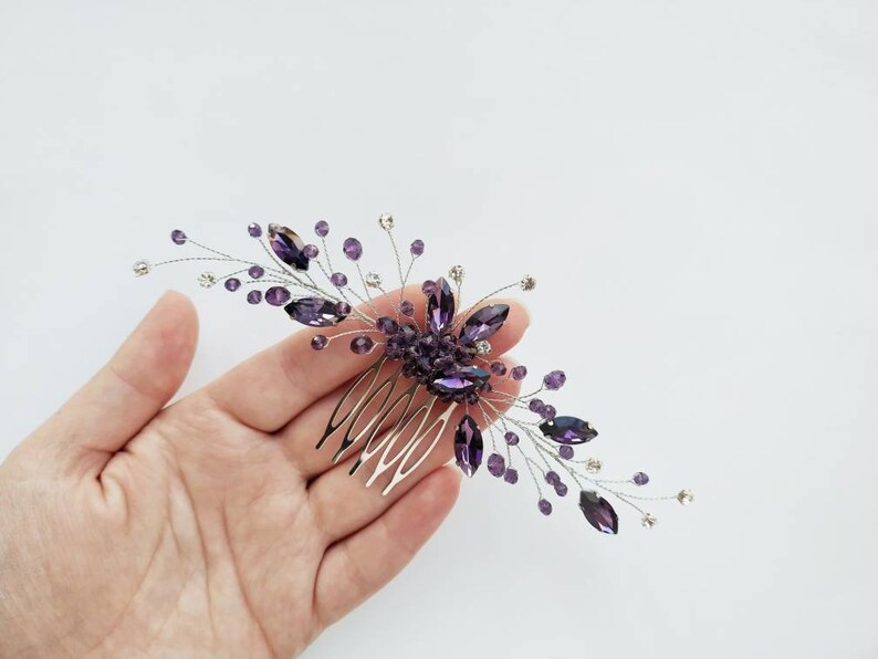 Dark Purple Hair Comb Gift Bridesmaids Hair Accessories Purple Etsy