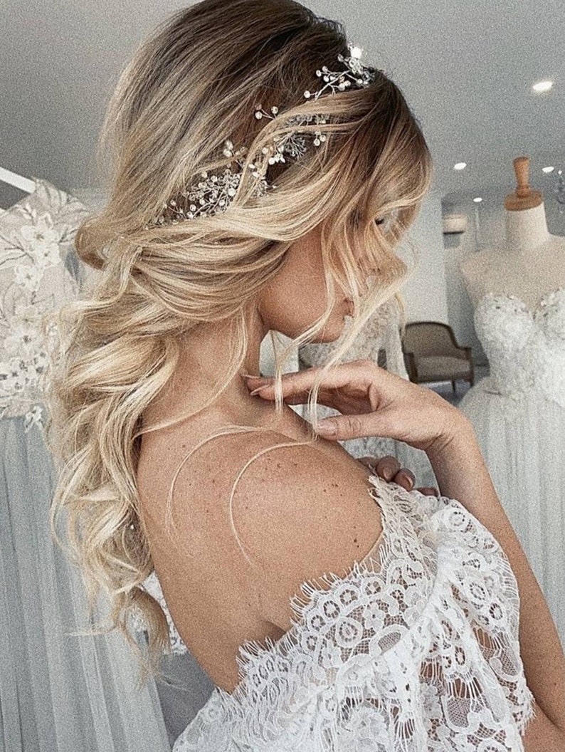 Wedding Hair Vine Bridal Hair Pieces Rose Gold Headpiece Pearl Etsy