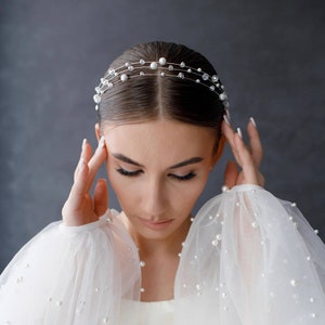 Braut Stirnband Perlen Stirnband Hochzeit Stirnband Braut Haarschmuck Braut Kopfschmuck Hochzeit Kopfschmuck Perlen Tiara Hochzeit Haarschmuck