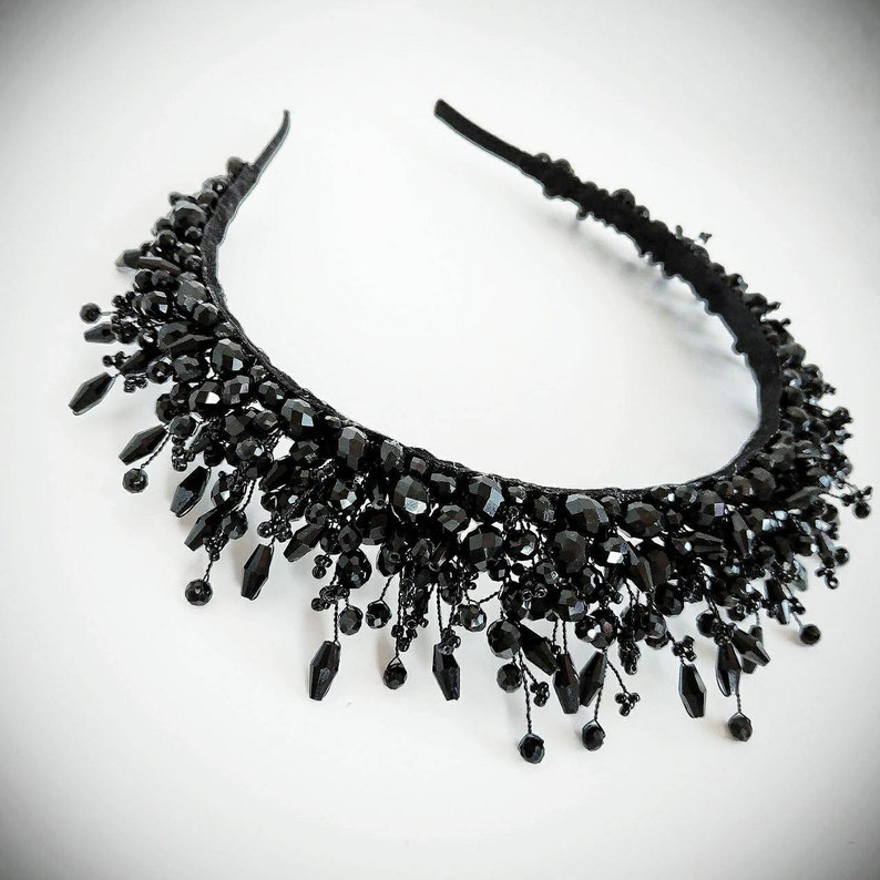 Black Tiara Black Crown Bridal Crown Black Crystal Crown Etsy UK