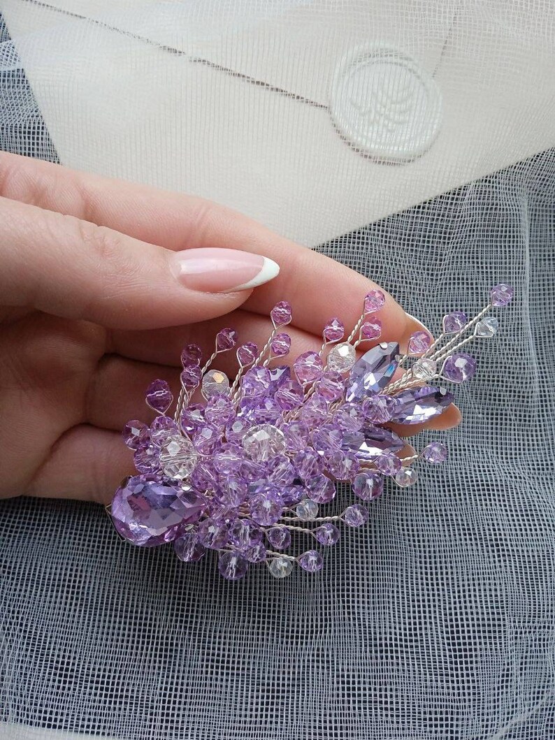 Purple Hair Clip for Bridesmaids Purple Hair Accessories Etsy