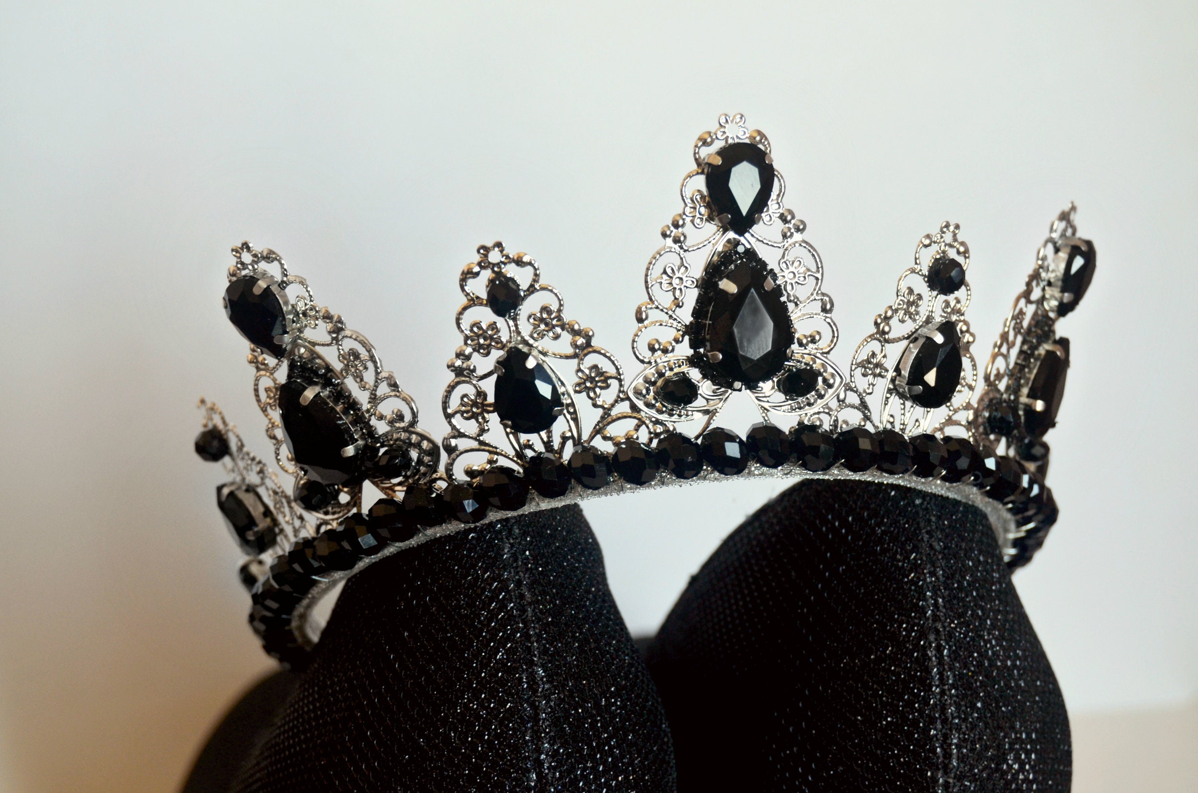 Black crown Wedding crown black Queen crown Black Tiara Etsy