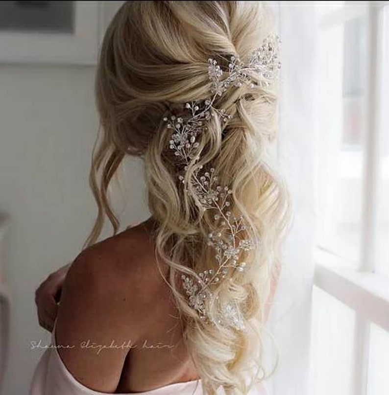 Wedding Hair Vine Bridal Hair Pieces Rose Gold Headpiece Pearl Etsy
