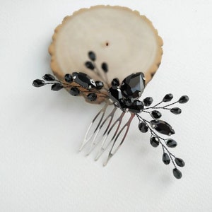 Black hair comb Black head piece Black hair accessories Black hair clip Black hair pin Black hair piece Bridal hair combBridal hair piece image 3