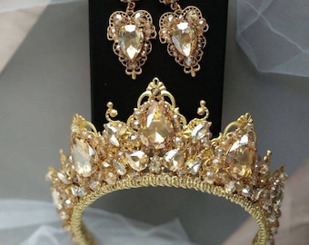 Kisshine Braut-Diadem Aus Kristall & Strass – Goldene Hochzeitskrone Für Bräute & Besondere Anlässe