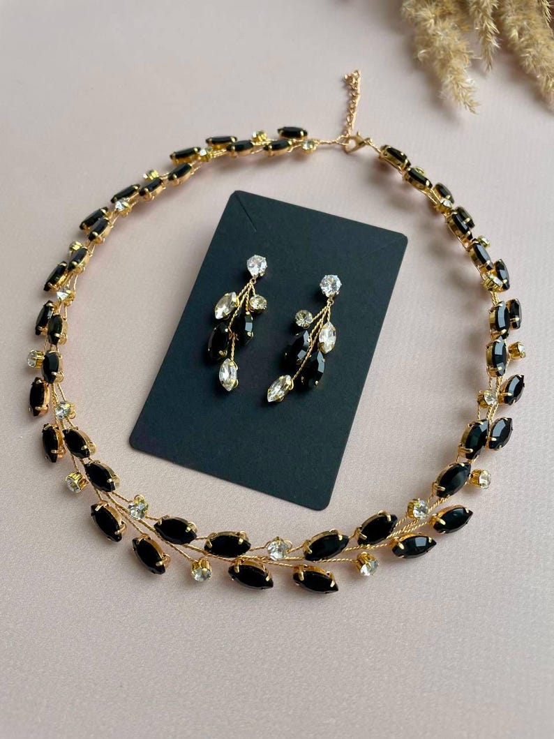 Crystal Jewelry Set ANY COLOR | Rhinestone Necklace, Bracelet, Earrings image 2