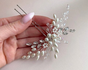 Bridal hair piece Pearl hair pins Bridal hair pins Floral hair pins Bridal headpiece Pearl hair comb Wedding hair piece Wedding hair pins