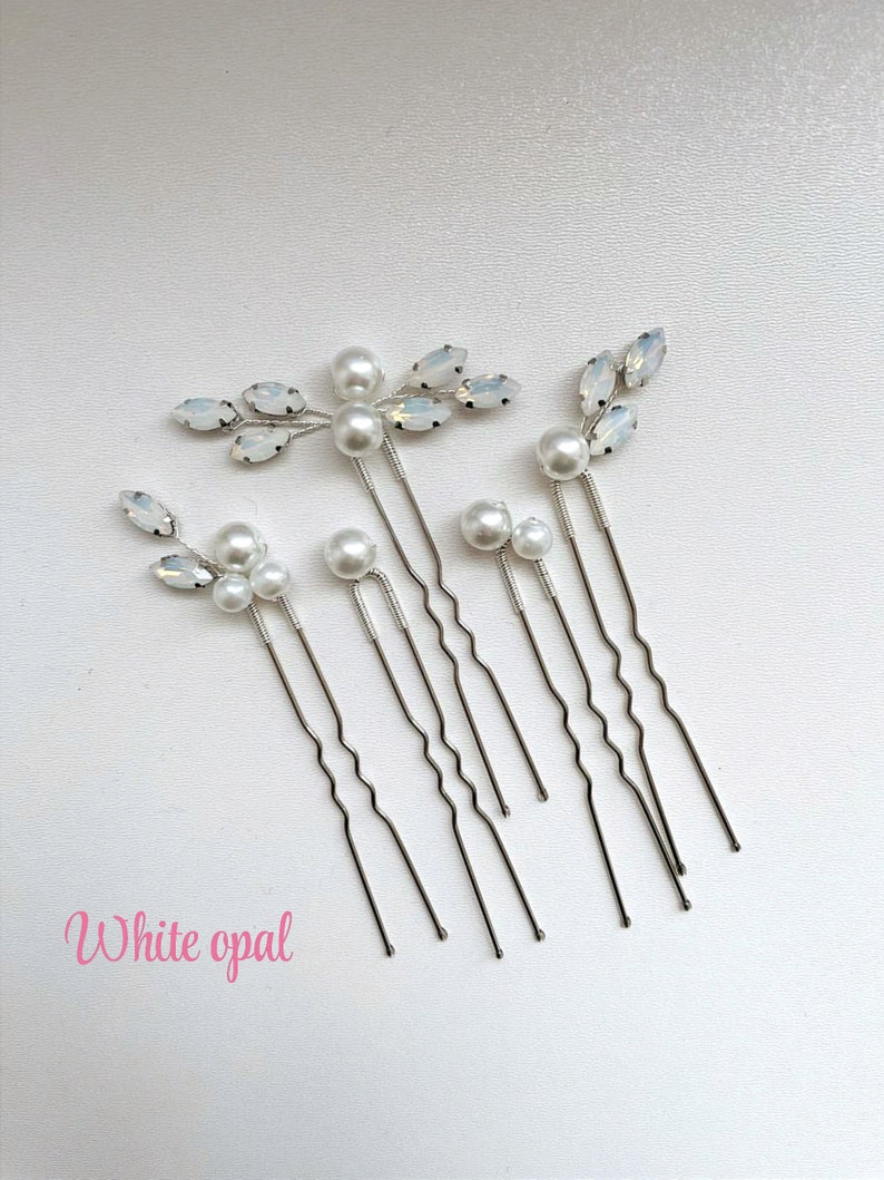 Wedding set of pearl hair pins Bridal hair pins wedding bun pin Bridal hair piece Wedding hair pins Mother of pearl hair pin Minimalist hair image 5